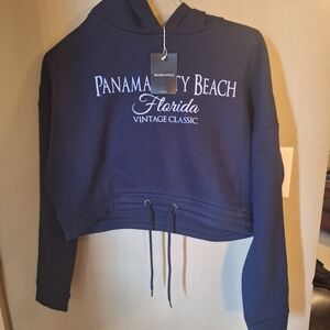 NWT Panama Beach Florida Navy Blue Women's Cropped Hoodie - M